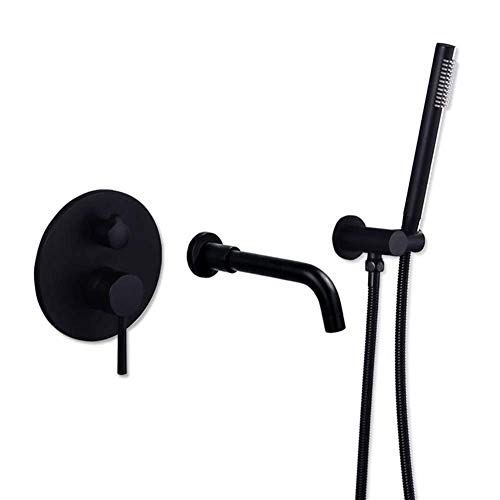 Kit de garniture de baignoire et douche noir encastré aux finitions minimalistes