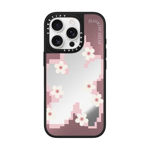 CASETiFY �~���[ MagSafe�Ή� iPhone 16 Pro�P�[�X [���ː� / 1.5m����̗����������N���A (MIL�K�i1�{����) / ���C�����X�[�d�����Magsafe�Ή�] - Shiny Pink Pixel Sakura - �N��