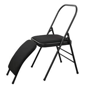 LUOGOXIヨガチェア 200kg 耐荷重 ソフトレザー表面補助椅子 (厚さ25mmの黒色ファブリックアッパー、壁厚1.5mm、ランバーサポート付き)