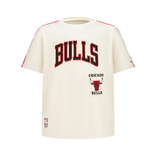 Camiseta de manga corta de algodón NBA Retro Classics de calidad superior en rojo y crema