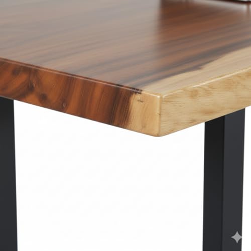 Image of Solid Wood Top & Metal Legs Study Table | Office Desk | Kids Table | Working Desk | Computer Table for Library | Office | Kids Room | Study Room | Living Room |