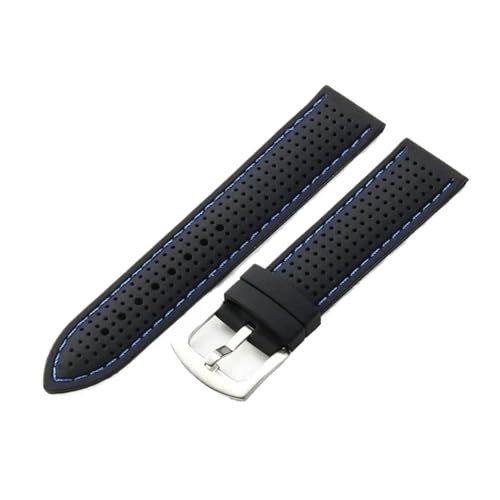 Bracelet de montre en silicone souple Run Ken etanche noir gris marine 20mm 22mm 24mm