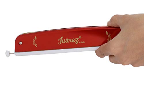 Image of JUAREZ 24 Holes JRH24CHRD Harmonica Brass Reed Plate Aluminum Cover Chromatic Tower Mouth Organ With case Red