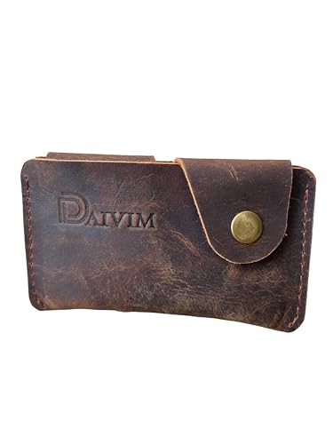 Genuine Leather Card Holder Wallet Front Pocket Slim & Stylish Wallet for Business Card & Credit Cards for Men & Women Durable Debit Card Case Cover Holder (Crazy Horse Cognac D1)