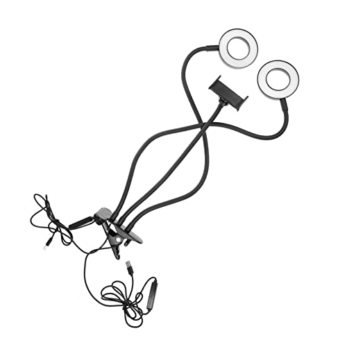 FELTECHELECTR Double Head Led Light Phone Selfie Camera Fill Light USB-Powered Photography Lamp Sturdy Clip Holder 3 Modes