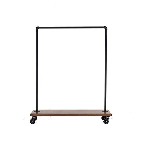 William Roberts Vintage Industrial Pipe Rolling Clothing Rack With Solid Wood Shelf On Wheels By William Robert'S Vintage thumb #1