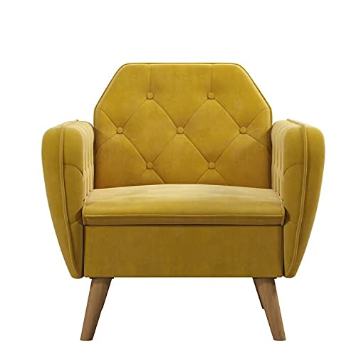 Sofa collection Single Seater Sofa for Living Room | one Seater Sofa for Bedroom and Office use | Wooden Sofa Chair with Leg Rest for Adult | Single Person Seater Sofa Couch (Mustard Yellow)