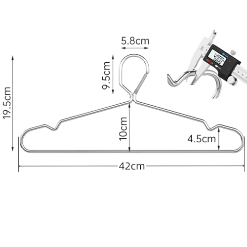 Trrcylp 10 Stück 41,9 cm Drahtbügel, 4 mm, abschließbare Kleiderbügel, Edelstahl, schmal, dünn, strapazierfähig, winddicht, schließender Haken, Metall, platzsparend, für Kleidung, Hotel, Silber