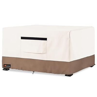Fire Pit Cover Rectangular, Outdoor Heavy Duty 600D 100% Waterproof Tear-Resistant 52 Inch Fire Table Cover Rectangle, Patio Gas Fire Pit Table Covers, Beige 52" L x 34" W x 24" H