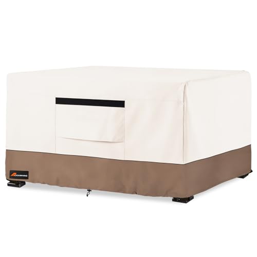 Fire Pit Cover Rectangular Outdoor Heavy Duty 600D 100% Waterproof Tear-Resistant 52 Inch Fire Table Cover Rectangle Patio Gas Fire Pit Table Covers Beige 52 L x 34 W x 24 H