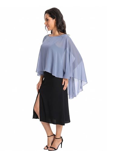 Image of Baoqiya Chiffon Capes Sheer Capelets Long Cape Poncho For Women Plus Size