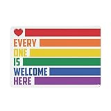 ODHHGDF Rustikales Metall-Blechschild "Everyone Is Welcome Here", LGBT-Flagge, Poster, Wandkunst, Dekoration für Zimmer, Be Kind, Regenbogen-Poster, Drucke, Gay Pride, Lgbtq Pride, inspirierendes