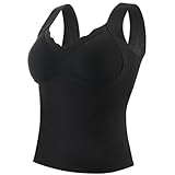 Women's Thermal Vest Seamless Slim Fit Undershirt Base Layer Elastic Sleeveless Winter Warm Tank Top with Chest Pad