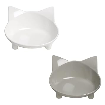 Cat Bowls Cat Food Bowls, Non?Slip Cat Food and Water Bowl Relief?of Whisker Fatigue Cat Dish Wide Shallow Cat Bowl for Small Cats Dogs Pets, Safe Food-Grade Material