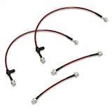 For Toyota Corolla E120 Front Rear Red Stainless Steel Braided Oil Brake Line Cable Hose Black End Cap