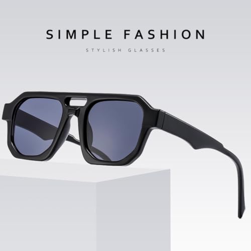 Lunettes de soleil double pont style rétro protection UV400 mixte - 2