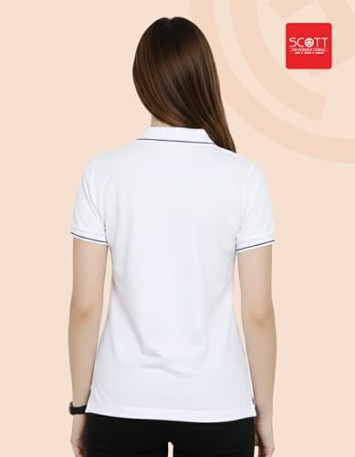 Image of Scott International Women's Cotton Polo T-Shirt | Half Sleeve Plain Collar Tee | Stylish Casual Top | Plain T-Shirt for Girls | Workwear for Office & Casual Wear