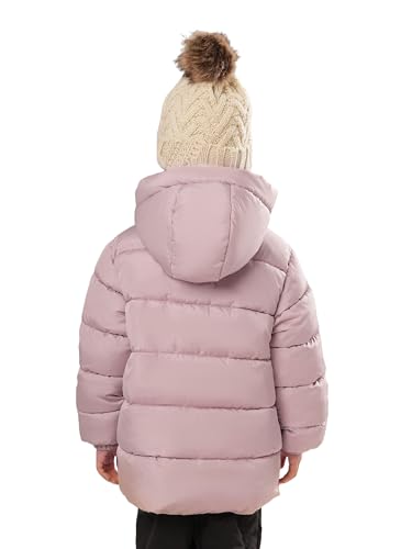 SOLOCOTE Toddler Girls Winter Coat Water Resistant Faux Down Filling Hooded Fleece Lined Little Kids Puffy Jacket3