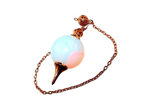 Jet Opalite Sphere Ball Pendulum Copper Plated Opal Carved Handcrafted Antique India Reiki Dowsing Healing Chakra Balancing Image Is Just A Reference. #TOP18