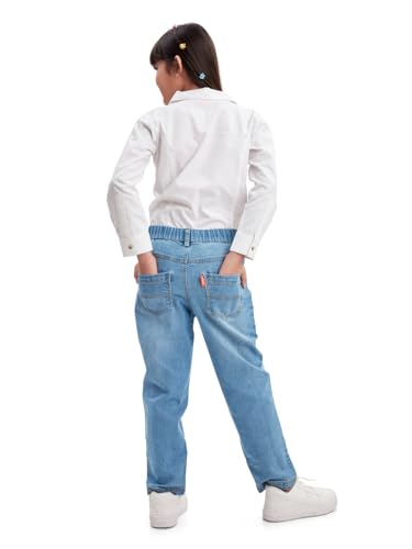 Image of olele Girls Super Jeans Collection for 4-14 Yrs | Stretchable Cotton Denim Trousers | Blue Jeans for Kids | Baggy Denim Pants | Cargo Pants for Girls