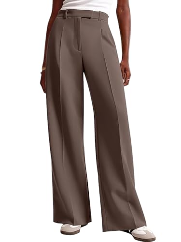 Pantalon jambe large taille haute fluide qui affine la silhouette féminine