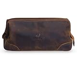 HAKUCHO Celestial Leather Toiletry Bag – Where Elegance Meets Everyday Utility, (Tan Brown)