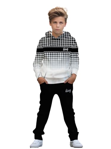 Image of boys' clothing sets, 2-Piece Hoodie & Pants Outfits for Boys Size 4-14 | Lightweight Non-Fleece Fall & Spring Clothing Sets