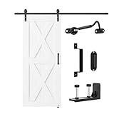 SKYSEN 6FT Barn Door Hardware Kit, Sliding Barn Door Hardware Kit, Barn Door Track - Smooth and Quiet- Easy to Install- Manual Included- Lite Version- Black (J-Lite-5-s)