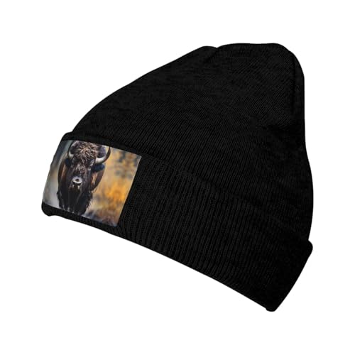 North American Bison Winter Stretch Loose Knit hat, Uomo Velvet Patch Beanie Hat Unisex Outdoor Sport Viaggi Moda Caldo cappello da sci, Come nella foto, Taglia unica North American Bison Winter Stretch Loose Knit hat, Uomo Velvet Patch Beanie Hat Unisex Outdoor Sport Viaggi Moda Caldo cappello da sci, Come nella foto, Taglia unica