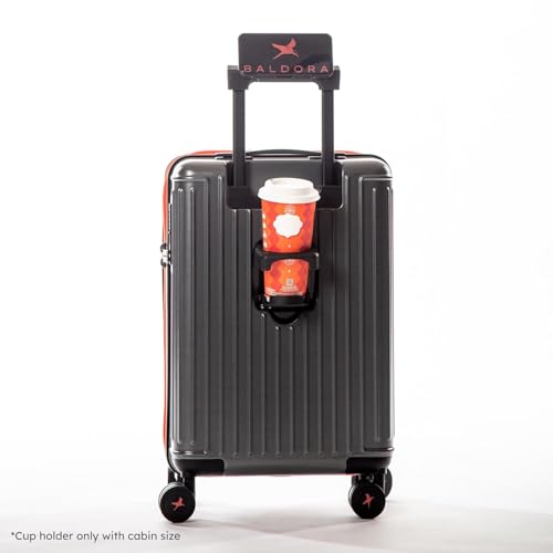 Image of Hard Polycarbonate Luggage Trolley Bag | 8 Wheels 360 Double Spinner Suitcase with Coffee Holder & Mobile Stand | 5 Years Warranty - Smoky Sky, Set of 2 (Cabin+Medium) (54+64 cm)