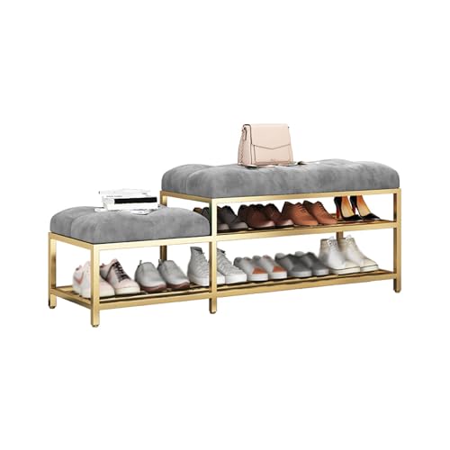 Étagère à chaussures coulissante et pivotante avec banc en velours pour entrée