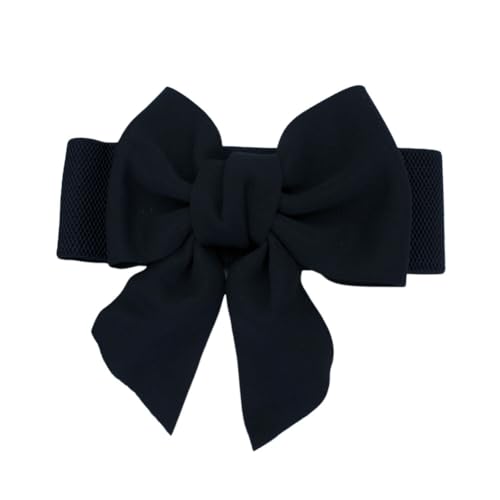 ikasus Elastic Bow Waist Belt, Wide Bowknot Belts Dress Stretch Waistband for Women and Girls Clothes Decoration, Black