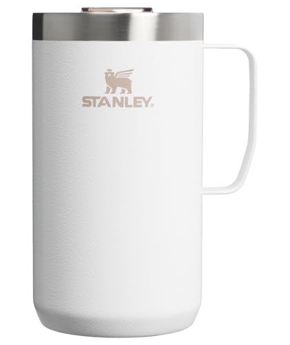 Image of STANLEY Everyday Camp Mug 24oz | Drink Through Lid | Cup for Coffee, Tea and Drinks | Insulated Stainless Steel Coffee Mug | BPA-Free | Hammertone Frost