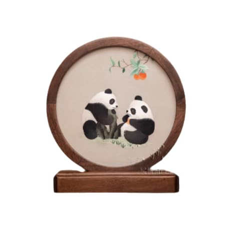 Latest Panda Home Decor Crafts Handmade Double Side Embroidery Patterns Ornaments Living Room Tabletop Decorations Gifts with Box (Panda 9)
