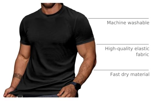 Image of JMIERR Mens Short Sleeve T Shirt Summer Muscle Slim Fitted Crewneck Longline Tees Shirts for Gym Workout