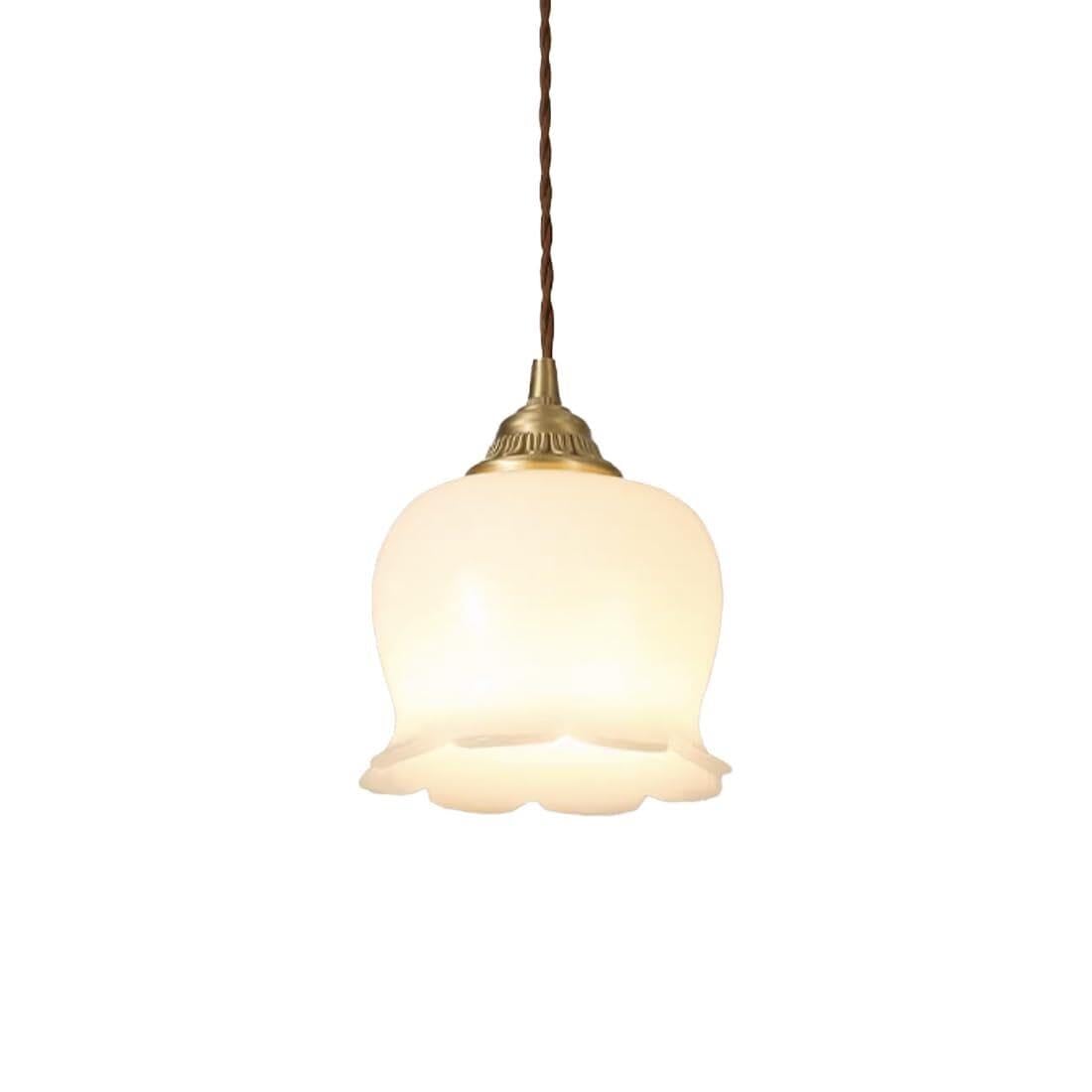 Lampada a Sospensione Vintage Ottone, Fiore Resina Stile Francese