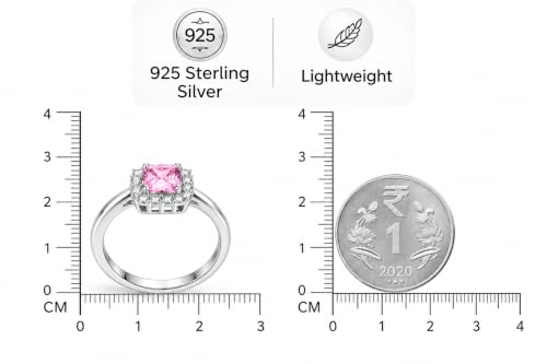 Image of KYAT 925 Sterling Silver Adjustable Ring for Women | Square Princess Cut Purple Amethyst Zircon Stone | Baguette CZ Side Stones | Valentine Gift, Birthday Gift for Girls | Free Size Ring