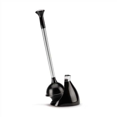 simplehuman Toilet Plunger and Caddy Stainless Steel, Black