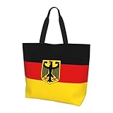 ROSIHODE Cute German Flag Large Tote Bag For Women Reusable Grocery Bag Germany Shopping Bag for Travel Work Beach Gym