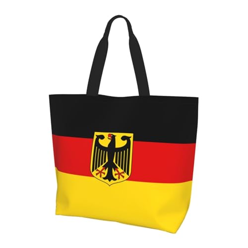 ROSIHODE Cute German Flag Large Tote Bag For Women Reusable Grocery Bag Germany Shopping Bag for Travel Work Beach Gym