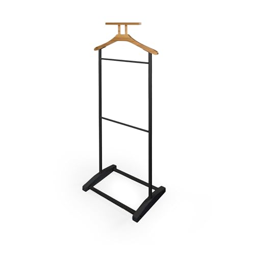 LIN HOME XZ-22183 Galán de Noche de Pie para Trajes 45x28x109cm de Madera y Metal - Perchero Pie Moderno Multifuncional para Ropa de Hombre o Mujer