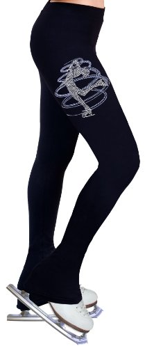 NY2 SPORTSWEAR Figure Skating Practice Pants with Rhinestones R230LP (Adult Extra Small) Black