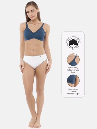 Image of Macrowoman W-Series Nine to Five Bra for Women in Cotton Poly Fabric, Seamless Wire-Free Full Coverage for Daily Comfort & Support