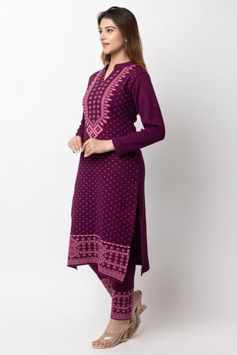Image of ColorChakra Woolen Kurta Palazzo Set for Womens Winter wear Wool Kurti Sizes M to 4XL