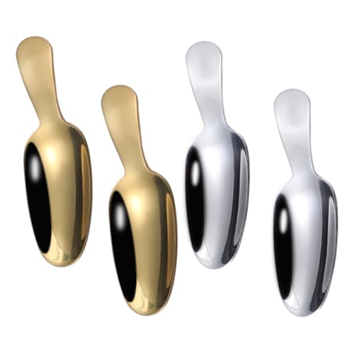 BRIGHTFUFU 4pcs Dessert Scoop Short Handle Tea Spoons for Ice Cream Yogurt and Dessert and for Home Bakery Tea House and