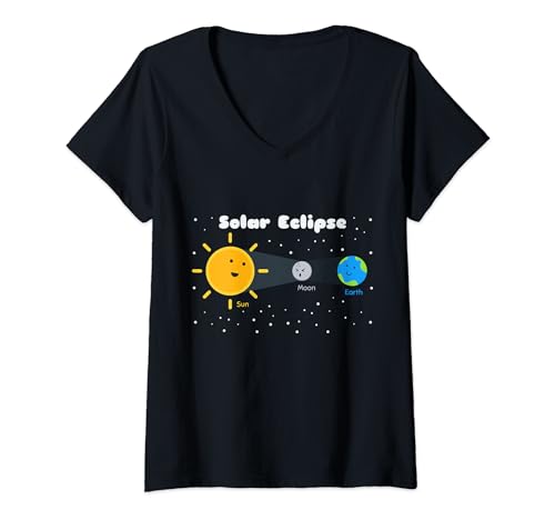 Mujer Eclipse Solar Ciencias de la Tierra Totalidad Americana Hombres Mujeres Niños Camiseta Cuello V