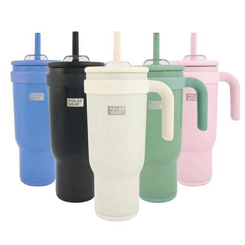 Polar Gear Stainless Steel Water Bottle with Straw - 1.1L Double Wall Insulated Tumbler with Straw and Lid - BPA- Free Leakproof Water Flask - Drinks Bottle Keeps Drinks Hot or Cold for Hours