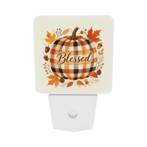 Image of Thanksgiving Leaves Pumpkin LED Plug-in Night Lamp 2-Pack for Corridors