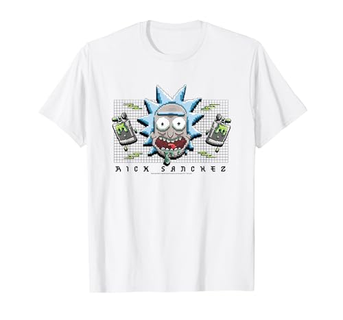 Rick and Morty Pixel Rick T-Shirt, Men, White, Large