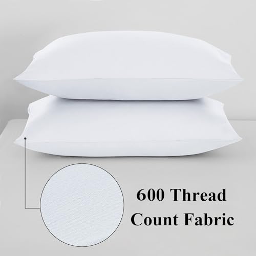 Image of 100% Egyptian Cotton Zippered Toddler Pillowcases Set of 4, 600 Thread Count Small Pillow Cases, Super Soft and Breathable Pillow Protector, 13x18 Inches (White, Toddler)